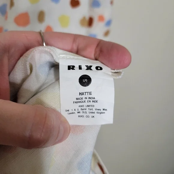 RIXO Hattie Midi Dress Size Large L 10 NWOT Linen Blend Polka Dot Puff Sleeve - Picture 13 of 14